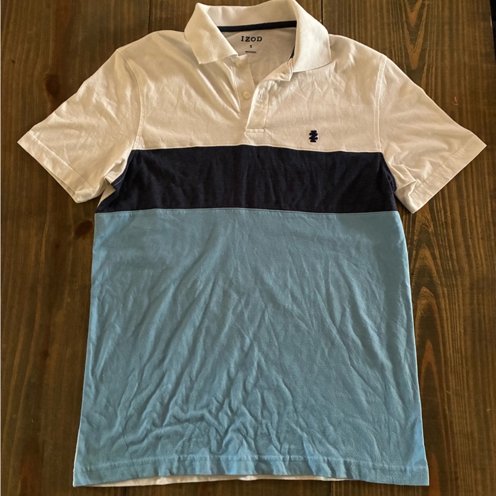 Izod White and Blue Polo Shirt Classic Style